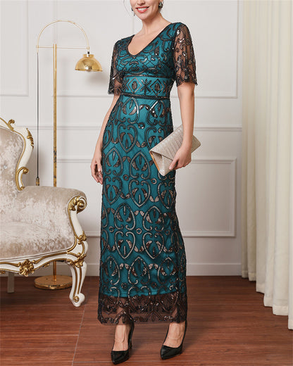 Art Deco Sequin Maxi Gown