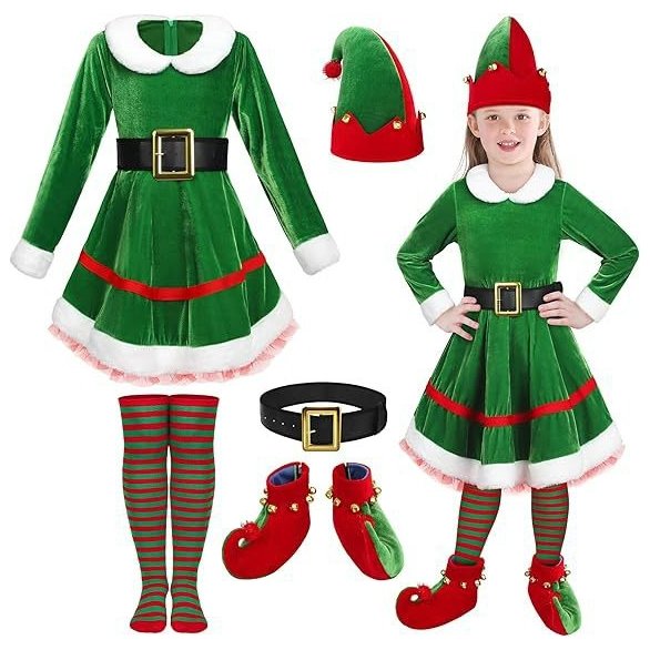 Girls' Christmas Elf Dress Costume