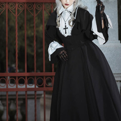 Punk & Gothic Style Blouse Dress Mantle Set