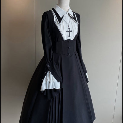 Punk & Gothic Style Blouse Dress Mantle Set