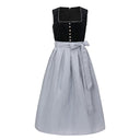 Oktoberfest Women's Black Silver Dirndl Dress with Apron - Retrorobe