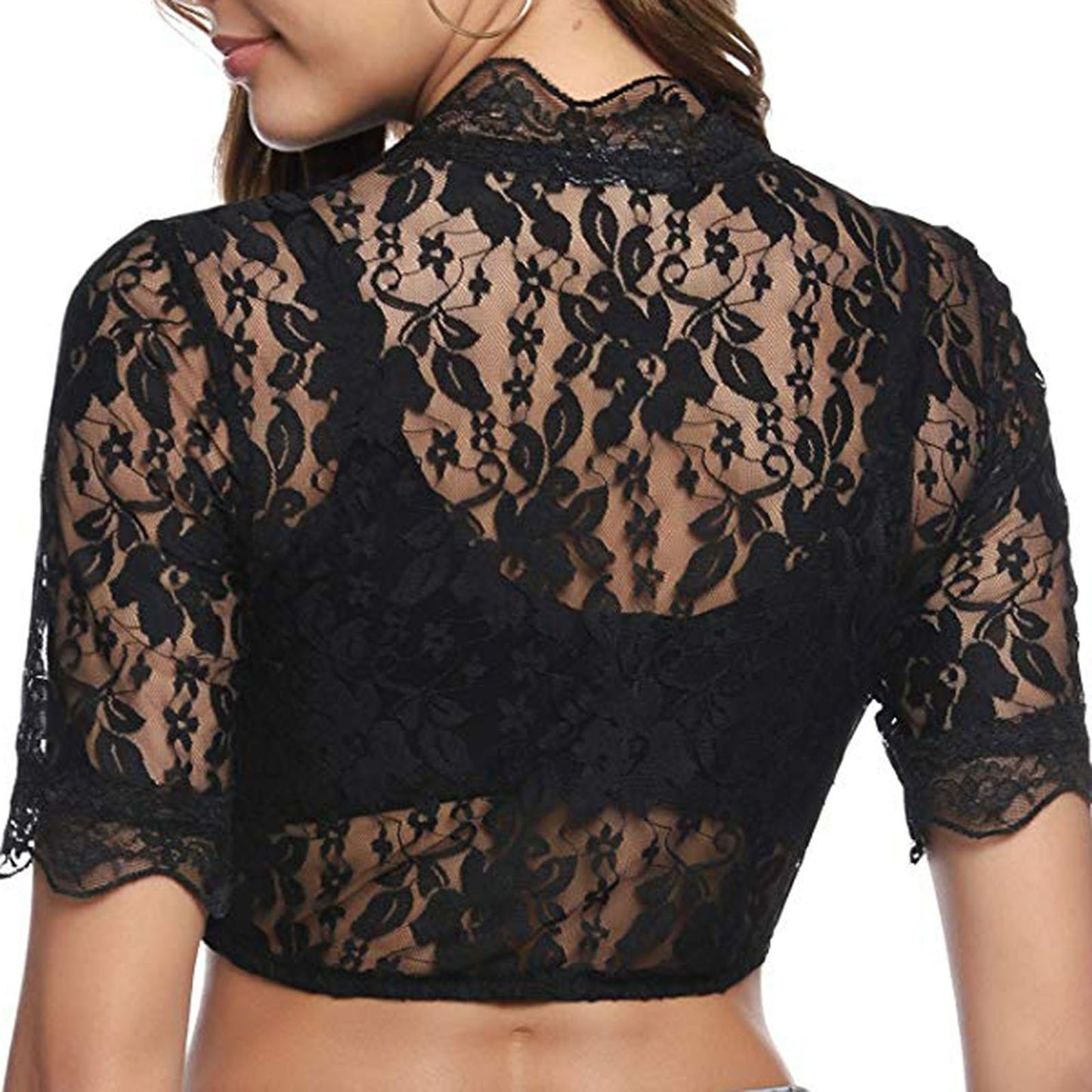 Oktoberfest Lace Dirndl Blouse Cropped Bavarian Top