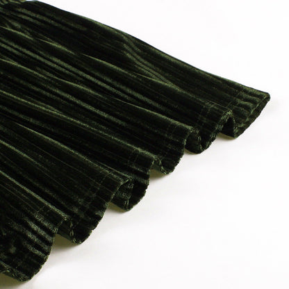 V-Neck Ribbed Velvet A-Line Dress