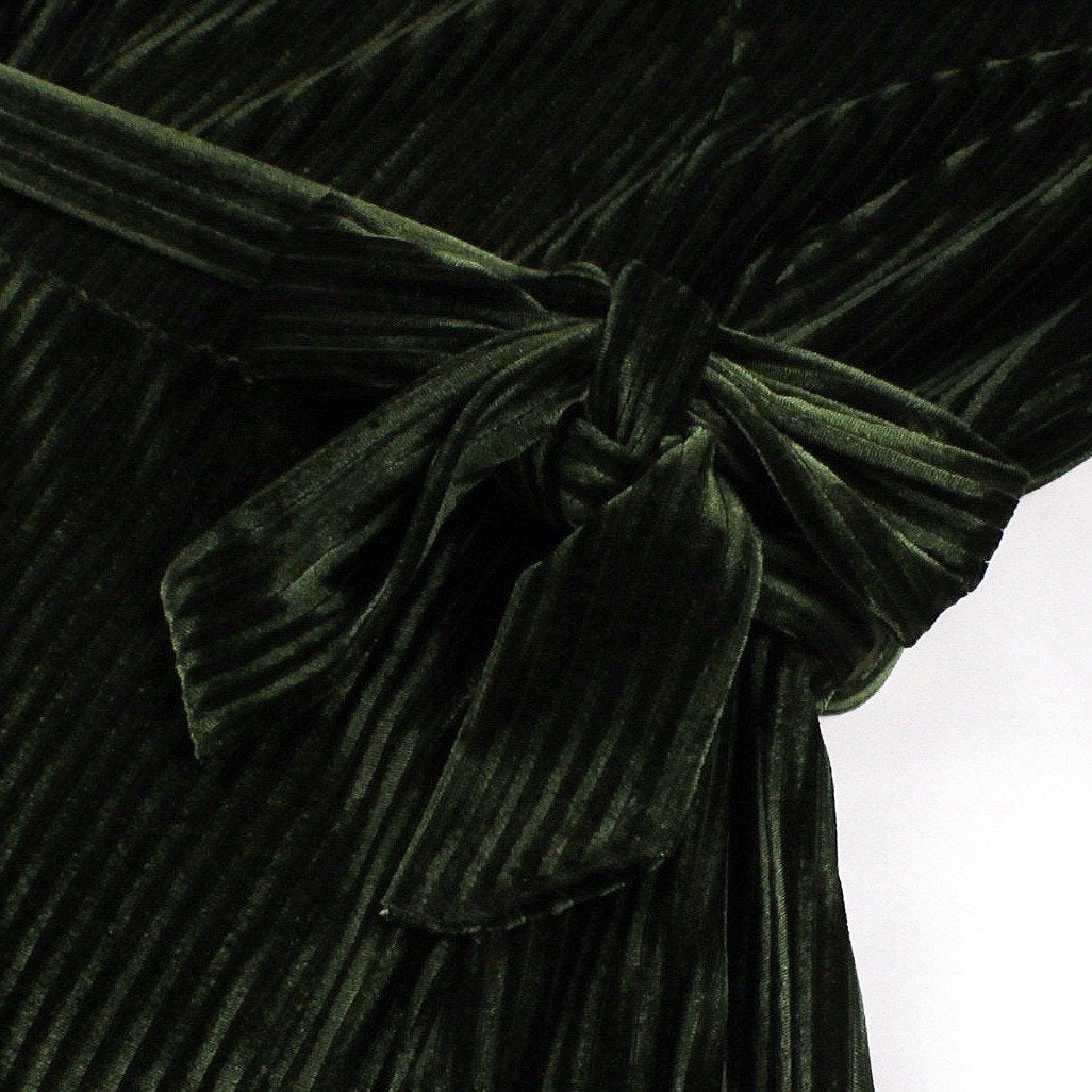 V-Neck Ribbed Velvet A-Line Dress