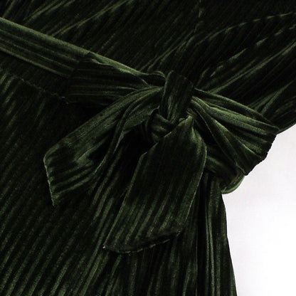 V-Neck Ribbed Velvet A-Line Dress