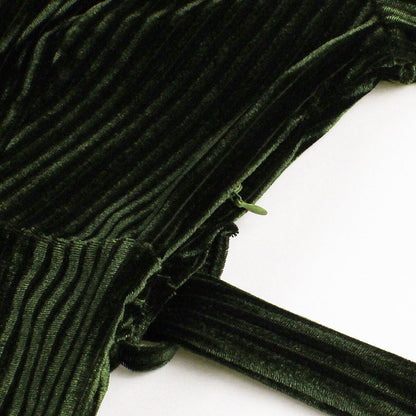 V-Neck Ribbed Velvet A-Line Dress