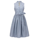 Oktoberfest Gray Elegant Dirndl Dress with Apron - Retrorobe