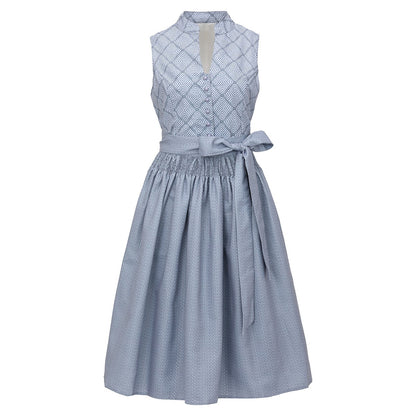 Oktoberfest Gray Elegant Dirndl Dress with Apron