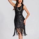 V-Neck Bodycon Sequin Flapper Dress