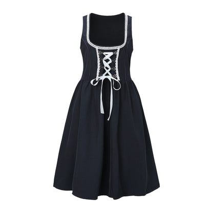 Oktoberfest Blue Dirndl Dress with Blouse & Apron