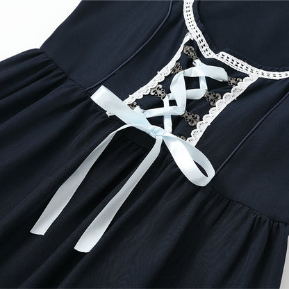 Oktoberfest Blue Dirndl Dress with Blouse & Apron