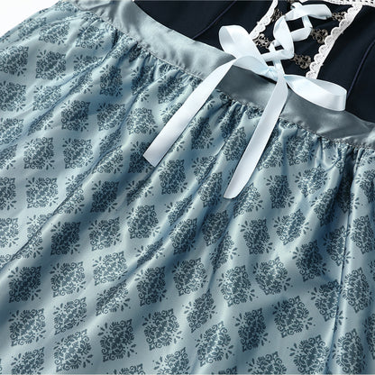 Oktoberfest Blue Dirndl Dress with Blouse & Apron