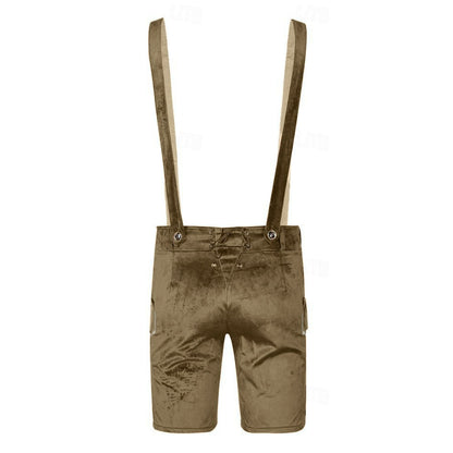 Men's Traditional Bavarian Lederhosen Brown Short