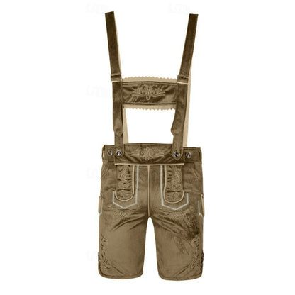 Men's Traditional Bavarian Lederhosen Brown Short