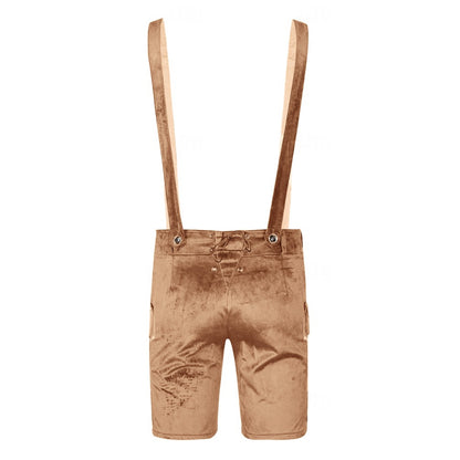 Men's Traditional Bavarian Lederhosen Brown Short