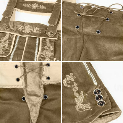 Men's Traditional Bavarian Lederhosen Brown Short