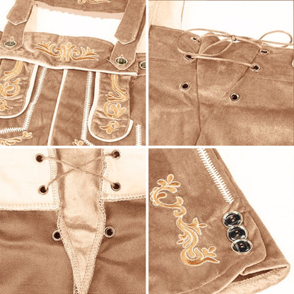 Men's Traditional Bavarian Lederhosen Brown Short