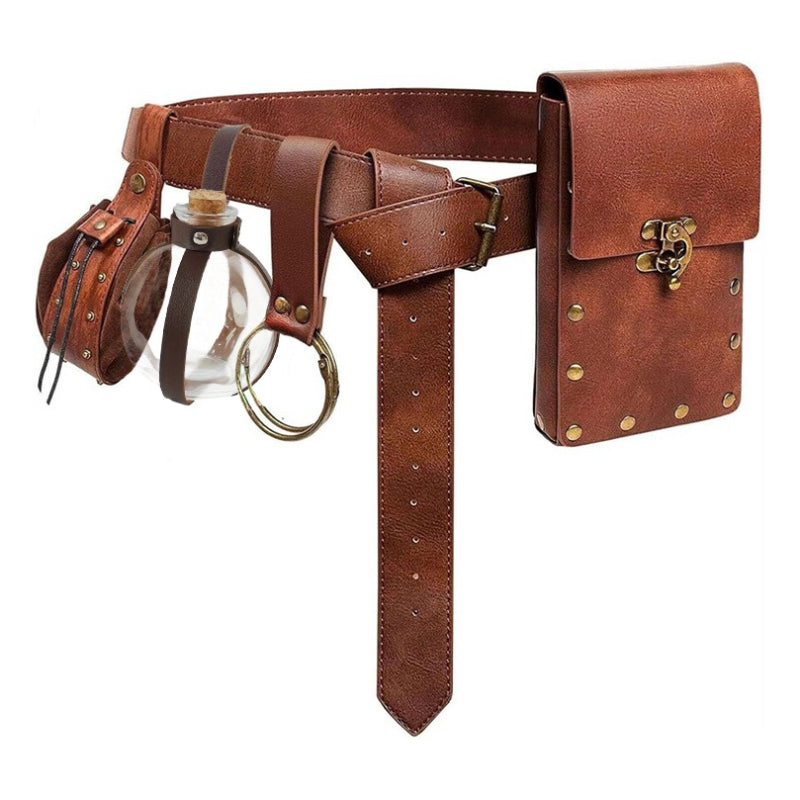 Medieval LARP Waist Belt with Pouch & Magic Bottle