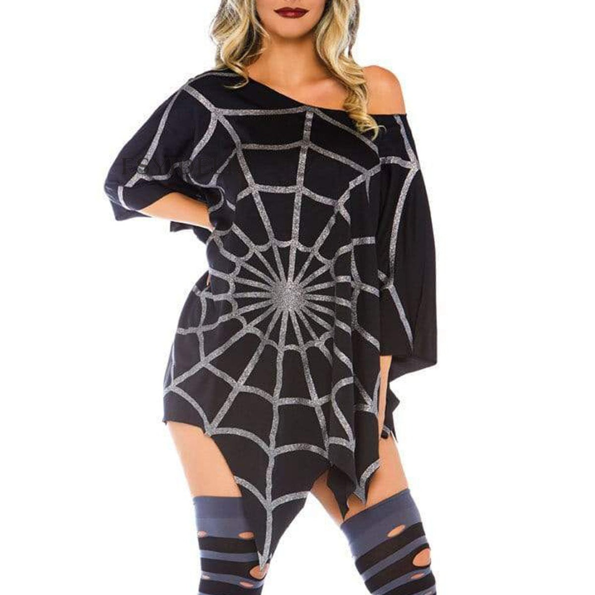 Women's Red Spider Web Poncho Costume
