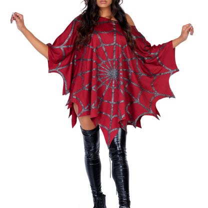 Women's Red Spider Web Poncho Costume