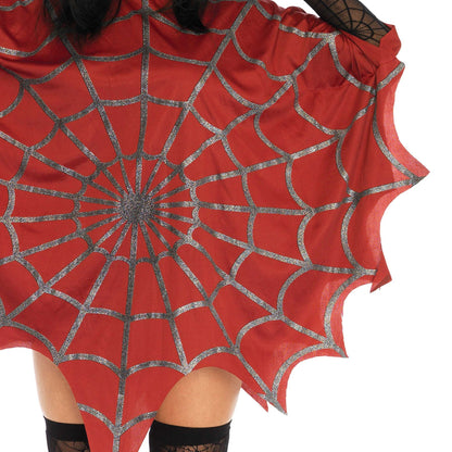 Women's Red Spider Web Poncho Costume