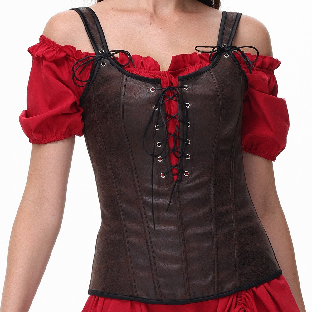 Renaissance Style Lace Design Corset Vest Bustier for LARP