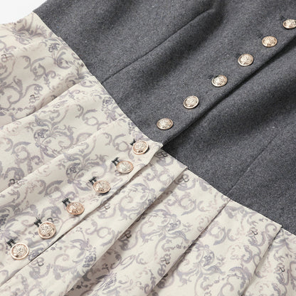 Oktoberfest Grey Elegant Dirndl Dress with Apron