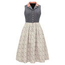 Oktoberfest Grey Elegant Dirndl Dress with Apron - Retrorobe