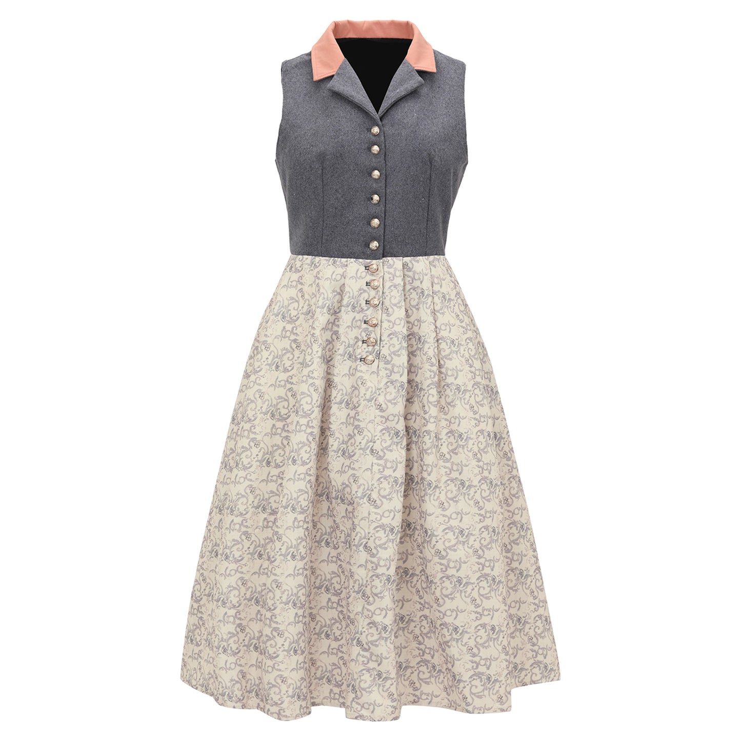 Oktoberfest Grey Elegant Dirndl Dress with Apron