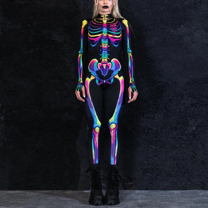 Skull Skeleton Rainbow Full Body Catsuit