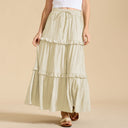 Retro Vintage Medieval Solid Maxi Skirt with Ruffle Trim - Retrorobe