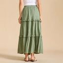 Retro Vintage Medieval Solid Maxi Skirt with Ruffle Trim - Retrorobe