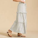 Retro Vintage Medieval Solid Maxi Skirt with Ruffle Trim - Retrorobe