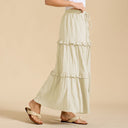 Retro Vintage Medieval Solid Maxi Skirt with Ruffle Trim - Retrorobe