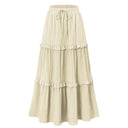 Retro Vintage Medieval Solid Maxi Skirt with Ruffle Trim - Retrorobe