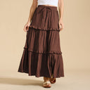 Retro Vintage Medieval Solid Maxi Skirt with Ruffle Trim - Retrorobe