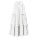 Retro Vintage Medieval Solid Maxi Skirt with Ruffle Trim - Retrorobe