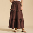 Retro Vintage Medieval Solid Maxi Skirt with Ruffle Trim - Retrorobe