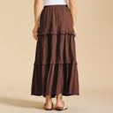 Retro Vintage Medieval Solid Maxi Skirt with Ruffle Trim - Retrorobe