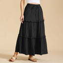 Retro Vintage Medieval Solid Maxi Skirt with Ruffle Trim - Retrorobe