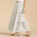 Retro Vintage Medieval Solid Maxi Skirt with Ruffle Trim - Retrorobe