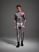 Leotard da uomo di Halloween con stampa di scheletro e rosa rossa