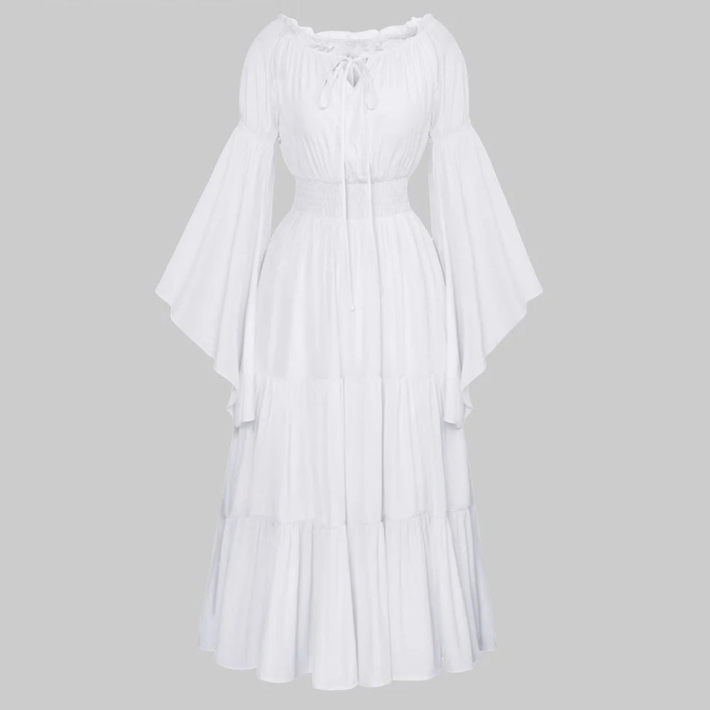 Renaissance Tiered Maxi Dress Off-Shoulder Pocket Dress