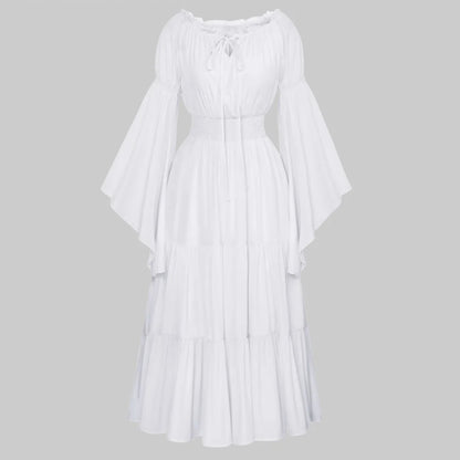 Renaissance Tiered Maxi Dress Off-Shoulder Pocket Dress