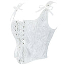 Retro Jacquard Lace-up Corset U-back Vest - Retrorobe