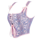 Retro Jacquard Lace-up Corset U-back Vest - Retrorobe