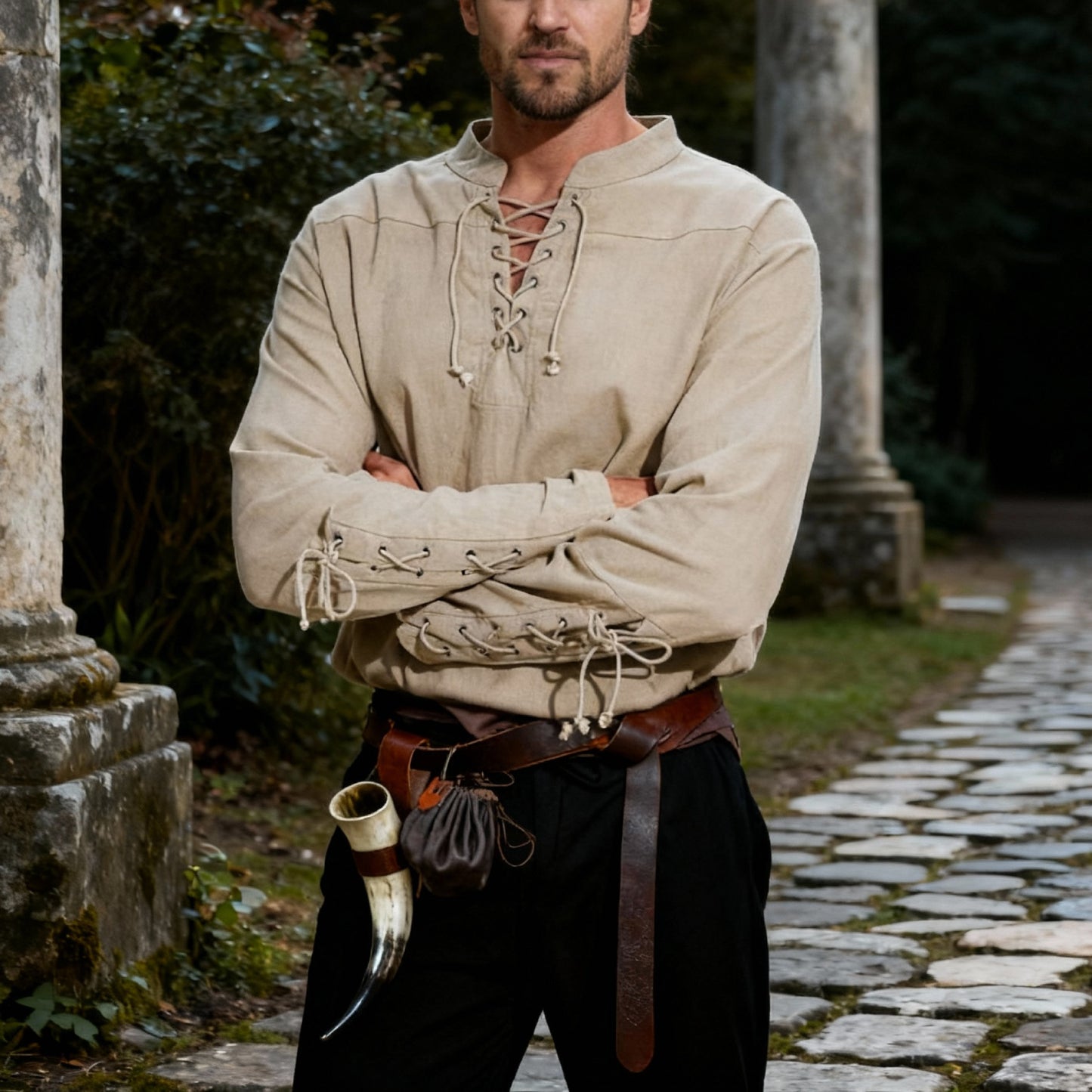 Renaissance Lace-up Design Tops Pirate Shirts