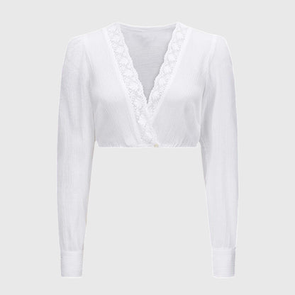 Oktoberfest White Lace Long Sleeve Dirndl Blouse