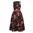 Women's German Dirndl Dress Floral Print Square Neck with Woven Trim Apron
