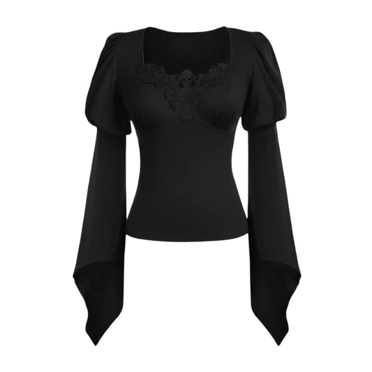 Renaissance Peasant Blouse with Square Neck Splice Sleeve